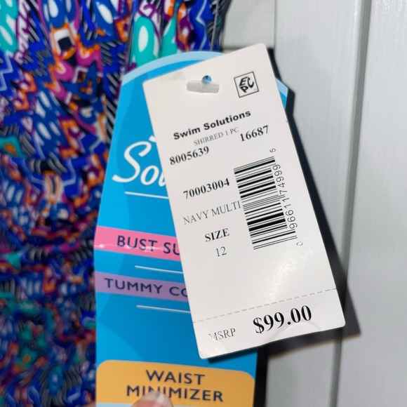 Swim Solutions Tummy-Control Shirred One-Piece Swimsuit, 12 blue - Picture 8 of 8